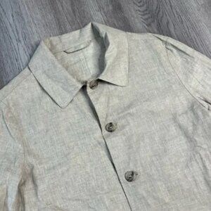 Luigi Borrelli Jacket Mens 48 Unstructured Trench Blazer Cream Napoli Flax Italy